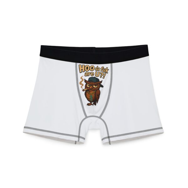 Funny Owl Men's Boxers - "HOO da fuk are U?!" Unique Graphic Boxers for Comfort and Laughs