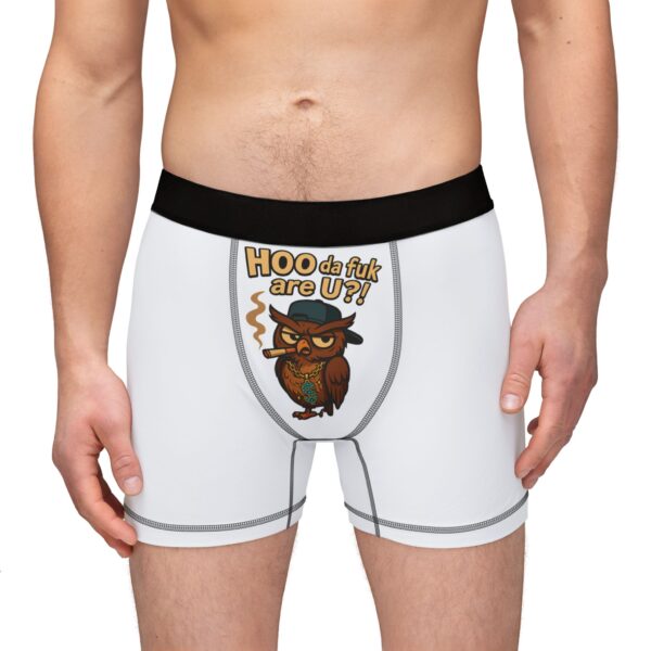 Funny Owl Men's Boxers - "HOO da fuk are U?!" Unique Graphic Boxers for Comfort and Laughs - Image 4