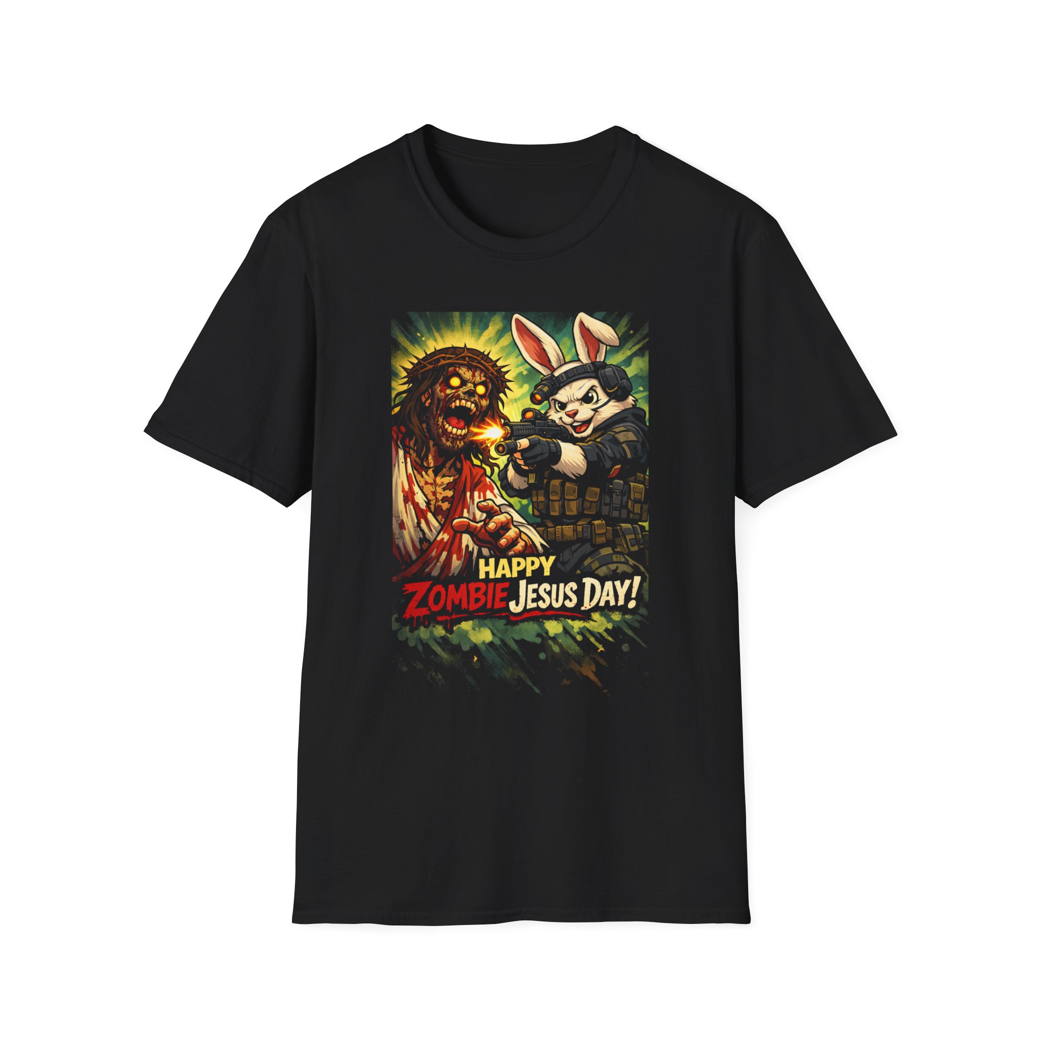T-Shirt — "Happy Zombie Jesus Day" Horror Easter Graphic Tee